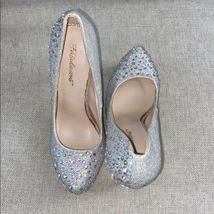 Silver rhinestone heels dance wear or going out
